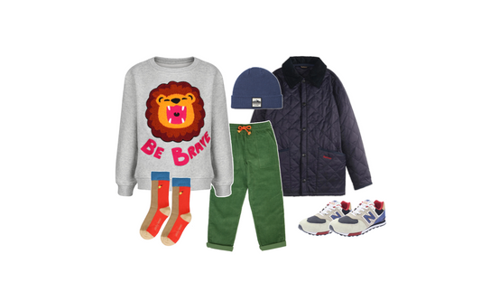🍂 IT’S FALL - CHECK OUT OUR COZY FALL OUTFIT FOR KIDS – A CHIO MI sweatshirt styled with cord pants, quilted jacket and retro sneakers