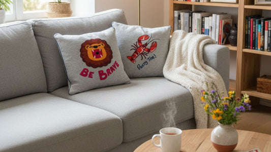 KISSENBEZUG LION Grau meliert