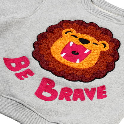 KIDS SWEATSHIRT LION Grau meliert