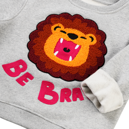 KIDS SWEATSHIRT LION Grau meliert